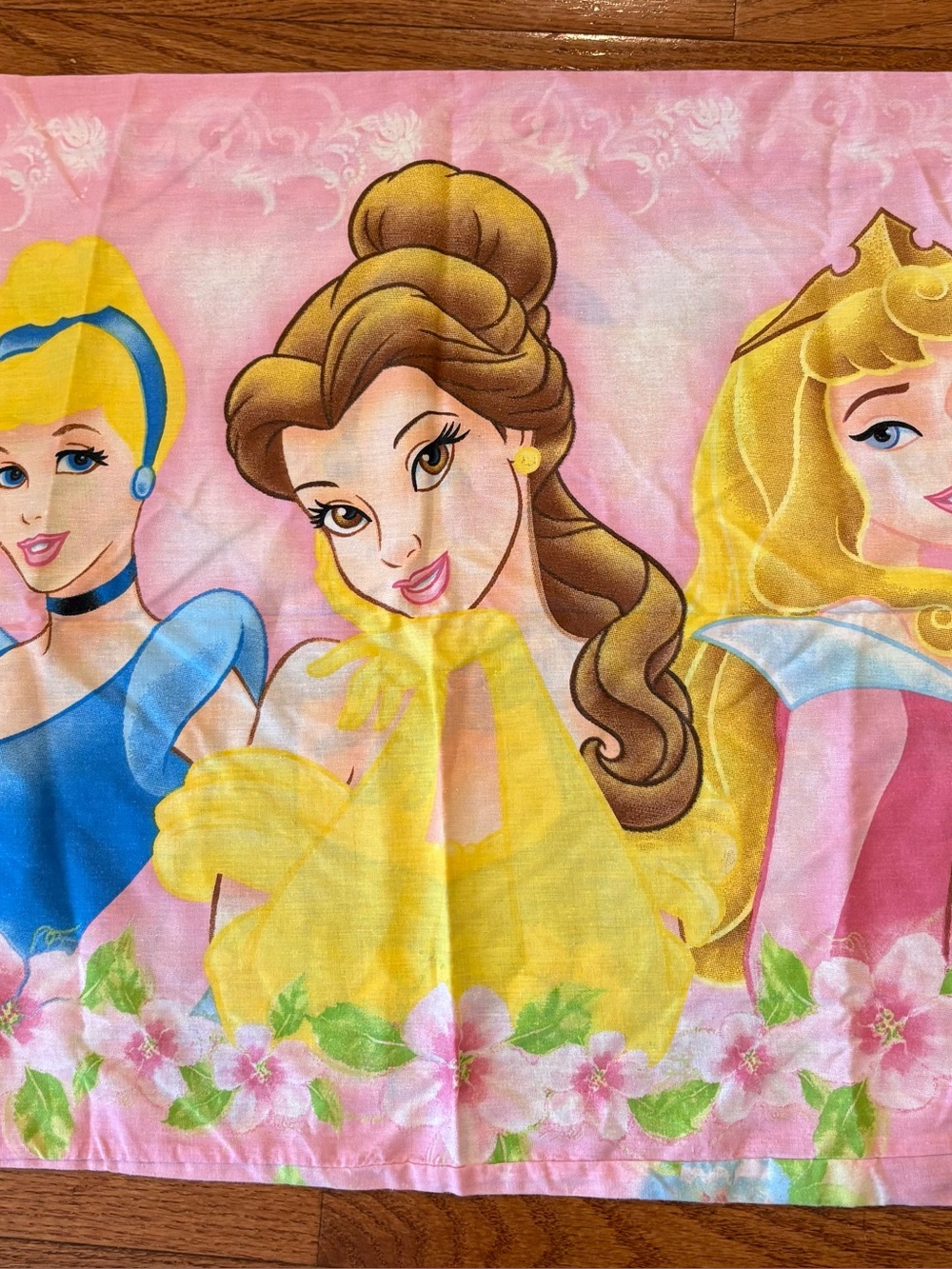 Vintage 2 Disney princess pillow case pink Cinderella Bella & Aurora